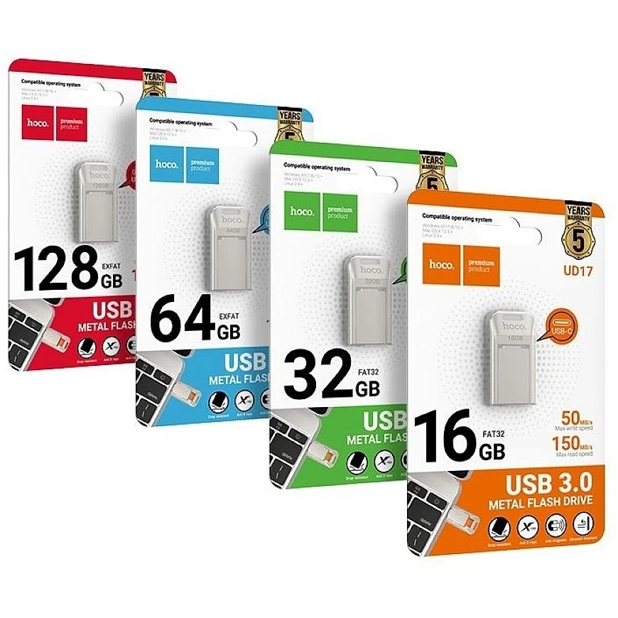 HOCO USB A + USB C UD17 128GB USB3.0 Flash Drive – 5