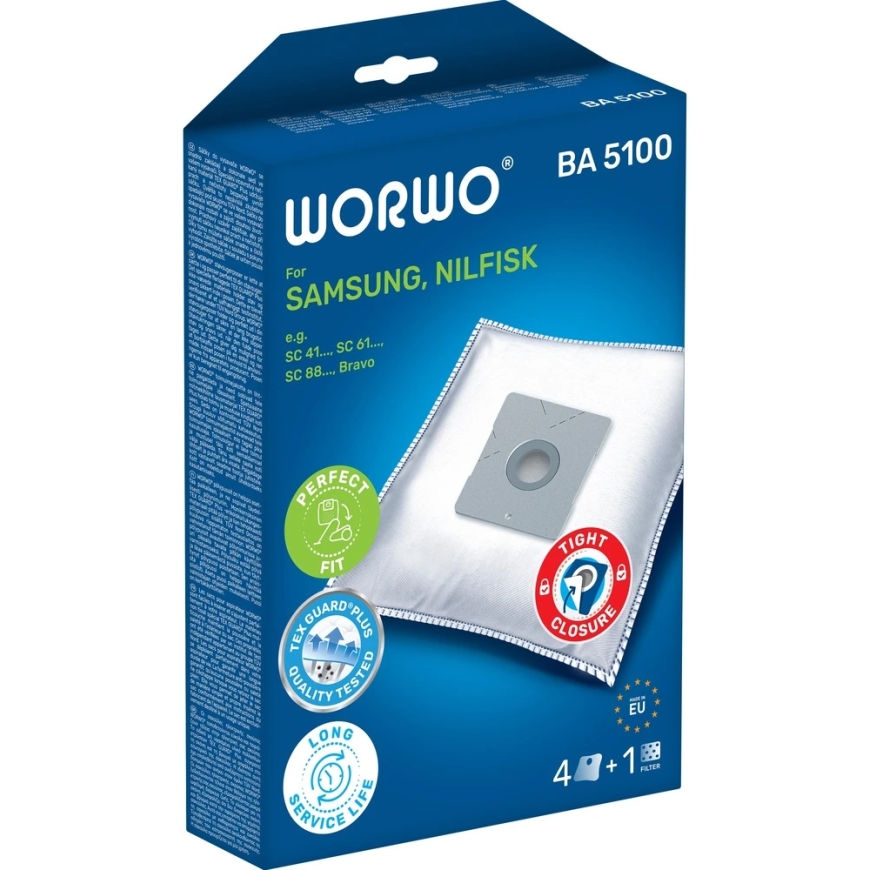 WORWO BA5100/4 TEX guard EU25 мешки для пылесосов