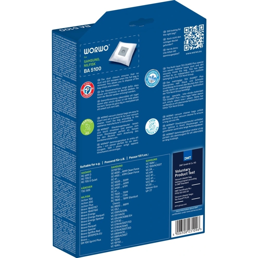 WORWO BA5100/4 TEX guard EU25 мешки для пылесосов – 2