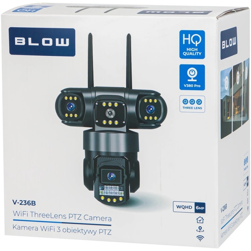 BLOW WiFi-kamera 3 objektiivilla, 6MP, V380, musta – 5