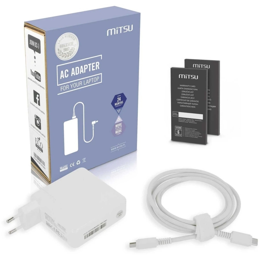 Сетевой адаптер для ноутбука Mitsu Источник питания Mitsu 140W USB Type C USB-C (Белый)