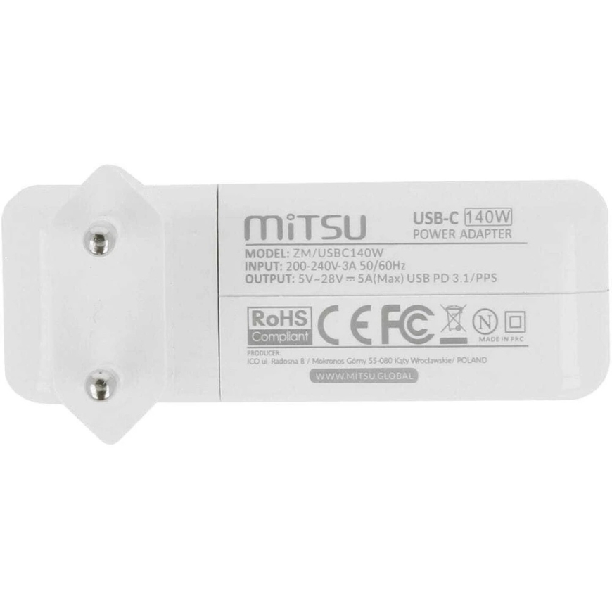 Mitsu portatīvā datora barošanas adapters Mitsu Barošanas avots 140W USB Type C USB-C (balts) – 2