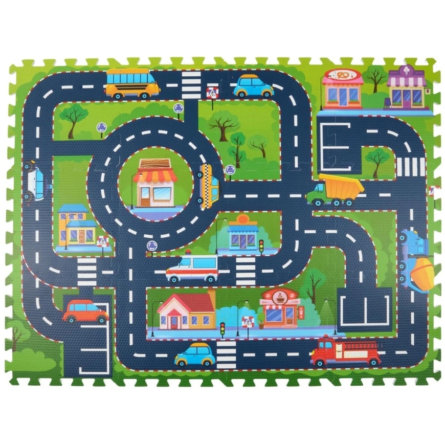 Eddy Toys EVA PUTU PUZZLE SPĒLE MAT 30X30CM PILSĒTA 12 ELEMENTI 322414