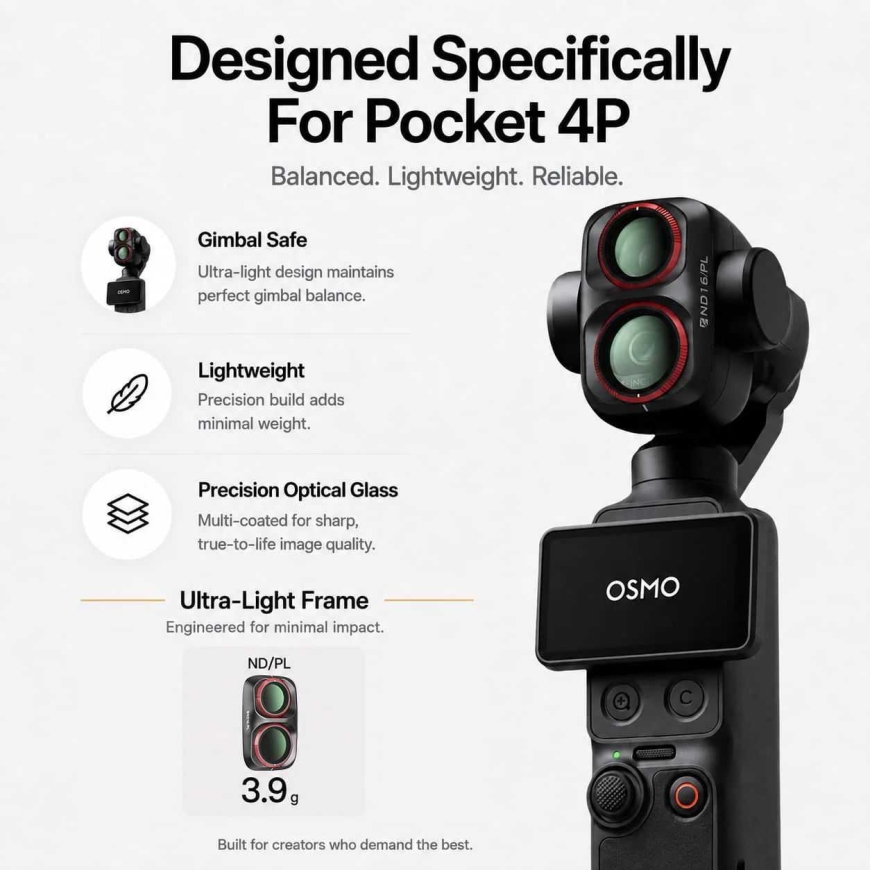 Freewell DJI Osmo Pocket 4P / Xtra Muse 2 Pro ND16/PL Filter