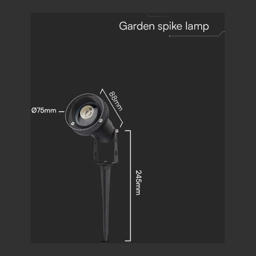V-tac Spike Outdoor Light, GU10, Black – 2