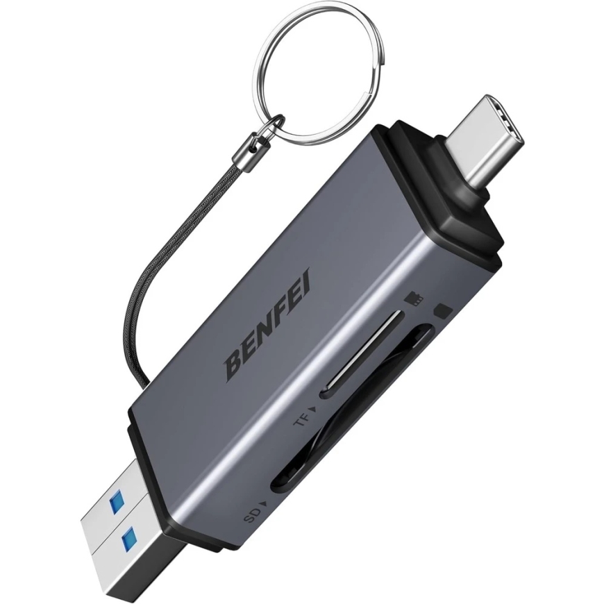 BENFEI 2-in-1 USB-C USB-A 3.0 kortinlukija SD, Micro SD, must – 2