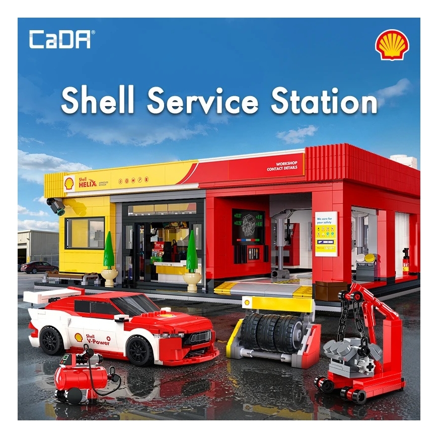 Konstruktoriaus kaladėlės CaDA Shell pastatas serviso stotis 1697 elementai C66025W – 2