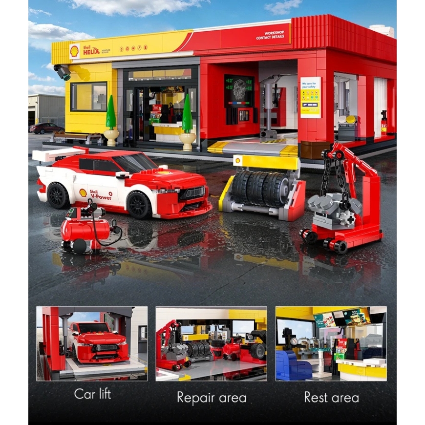 CaDA Shell Ehitusteenindusjaam Konstruktori Klotid 1697 tükki C66025W – 4