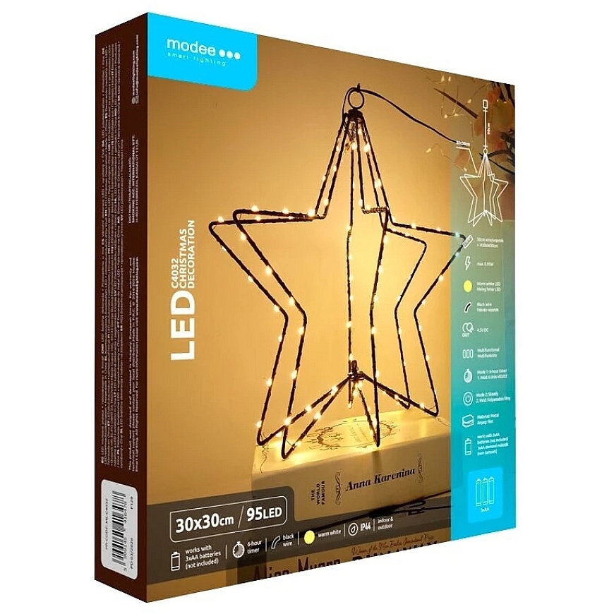 LED-lamppu - Modee C4032 30 cm 95 LED Lämmin Valkoinen Tähti Koriste – 2