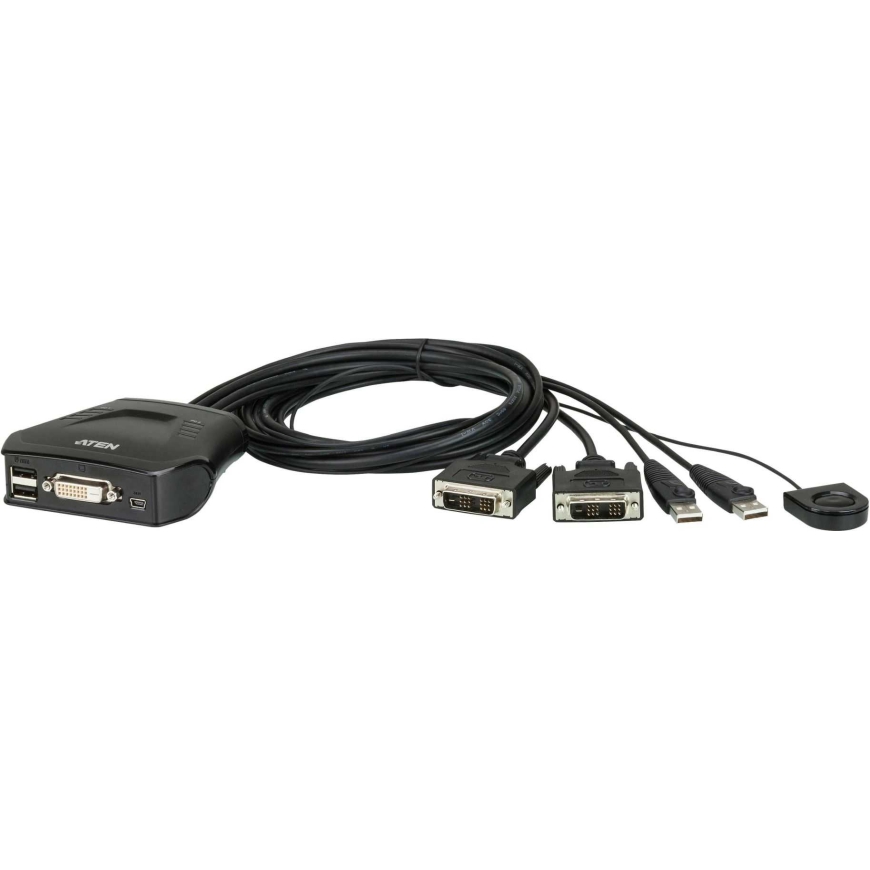Aten 2-Port USB DVI Cable KVM Switch with Remote Port Selector – 2