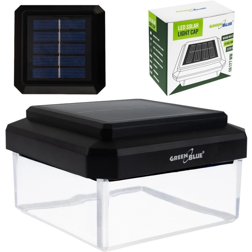 "GreenBlue" päikeseenergial töötav LED postivalgus, 80x80 mm, katusekujuline katte, 3200 K, GB127 WW – 4