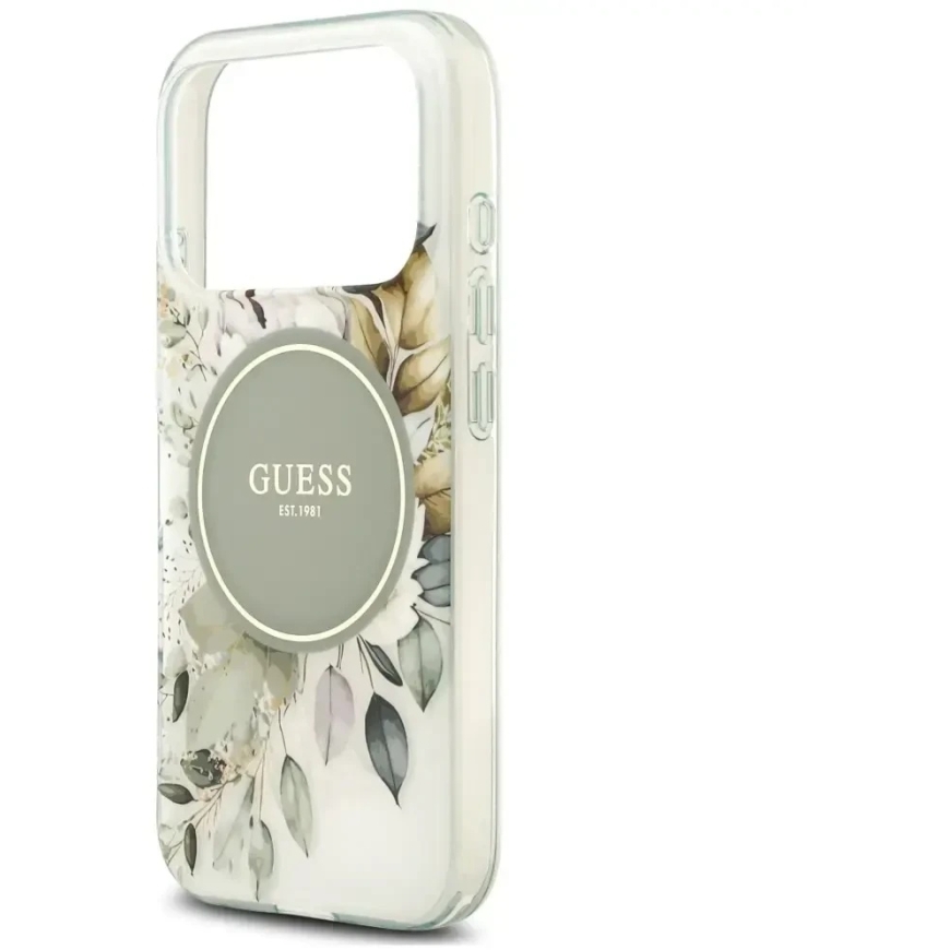 Dėklas Guess IML Flower & Tonal Circle MagSafe, skirtas iPhone 18 Pro Max / 17 Pro Max, žalias – 2