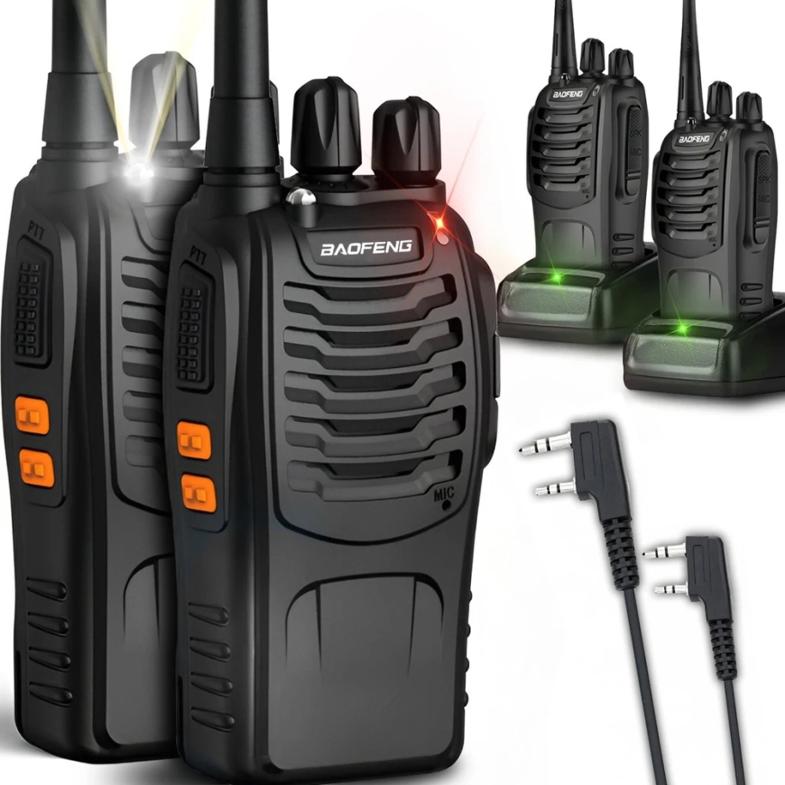 2x racijos + ausinės „Baofeng BF888S PMR“ ilgo nuotolio – 2