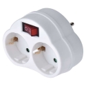 EMOS SCHUKO kištuko adapteris 2x + 1x su jungikliu EMOS SCHUKO kištuko adapteris 2x + 1x su jungikliu