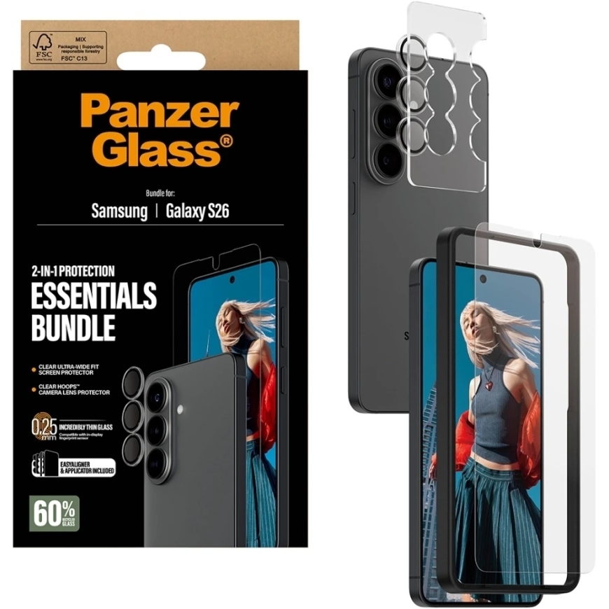 Panzer Glassi kaitsesett PanzerGlass Hoops 2-in-1 Ultra-Wide Fit Klaas+Objektiiv Samsung Galaxy S26 jaoks – 5