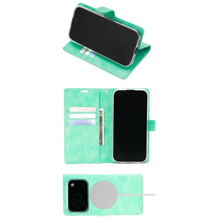 Mercury BlueMoon Diary MagSafe case for iPhone 17 Pro / 18 Pro in mint color – 3