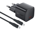 Įkroviklis Acefast A118 30W GaN USB-C + USB-C į USB-C kabelis 1,2 m juodas Įkroviklis Acefast A118 30W GaN USB-C + USB-C į USB-C kabelis 1,2 m juodas