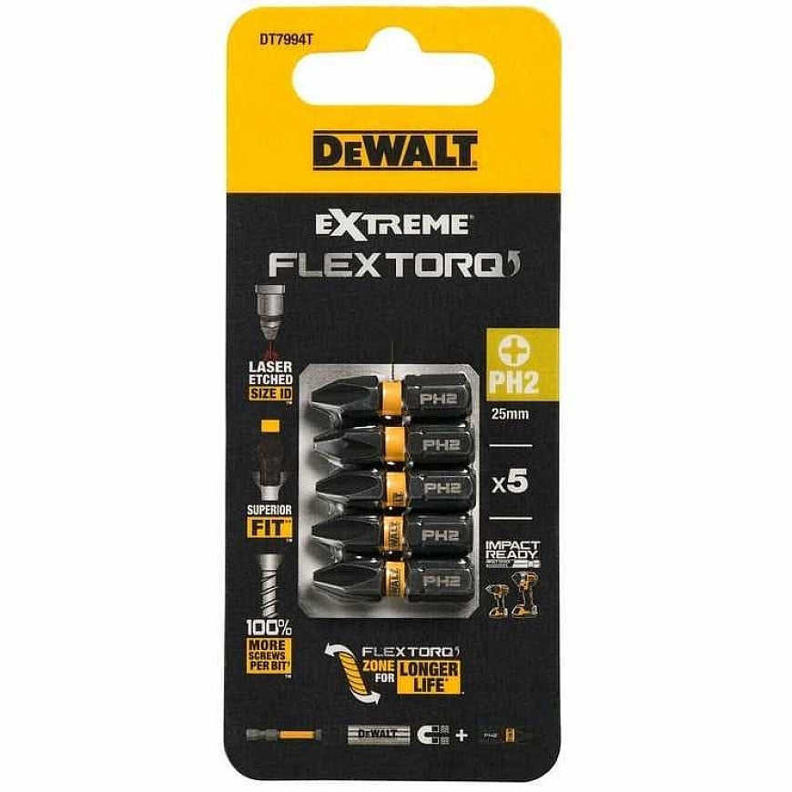 DeWALT Dewalt Screwdriver bits 25mm Torsion Ph2 5pcs. - DT7994 – 5