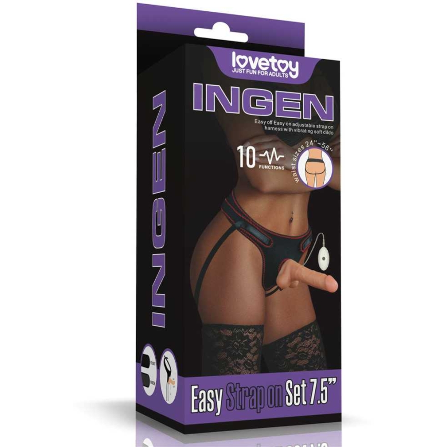 Lovetoy Värisevä "Easy Strapon" -setti 7,5 tuumaa – 2