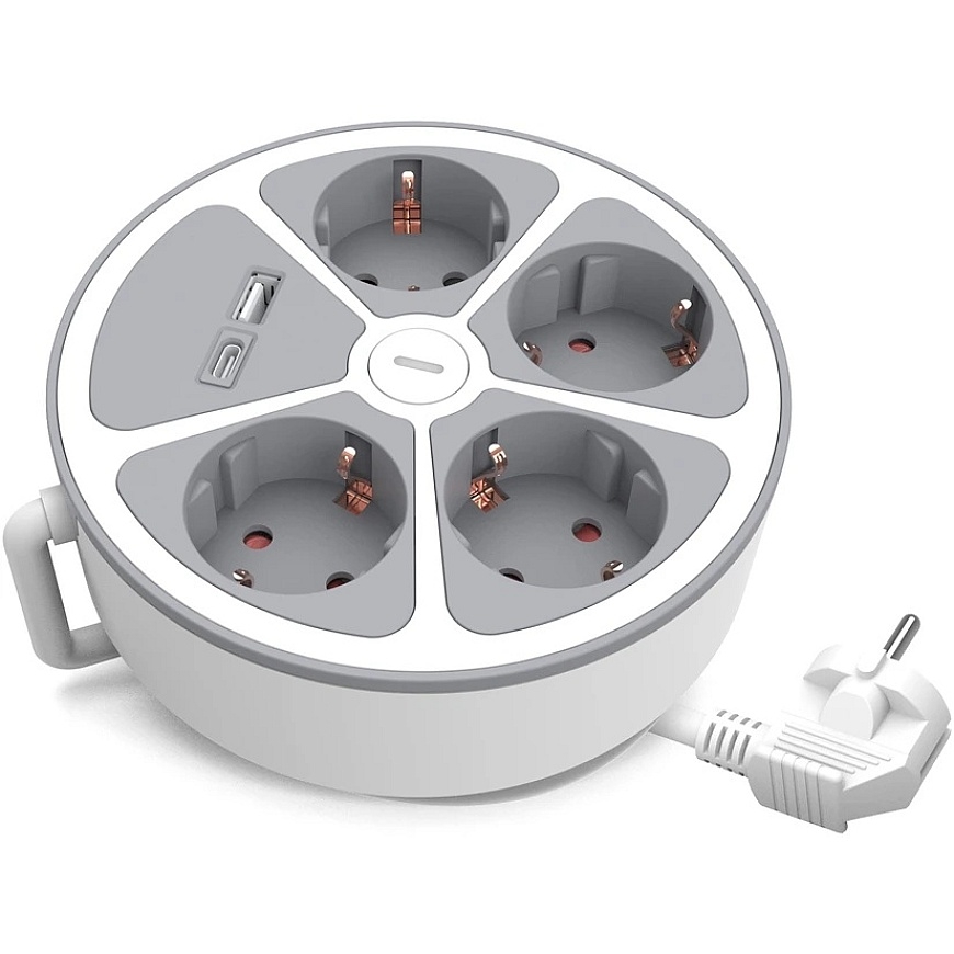 Пластрол 4-розеточный удлинитель Schuko с выключателем и портами USB-A и USB-C – 2