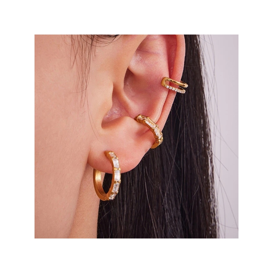 Troli Gold-Plated Double Steel Earring – 2