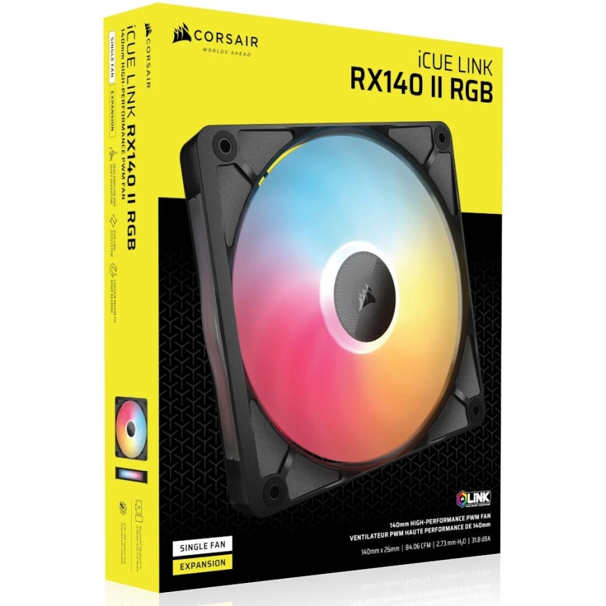 CORSAIR iCUE LINK RX140 RGB PWM ventiliatorius, 140 mm, 1 700 RPM – Juodas – 4