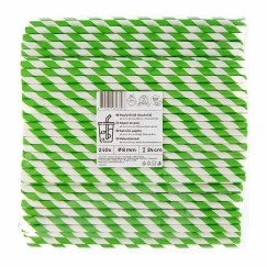 Live Paper Papīra salmiņi ZigZag, zaļi/strīpotas, D 8 mm, L 24 cm, 250 gab
