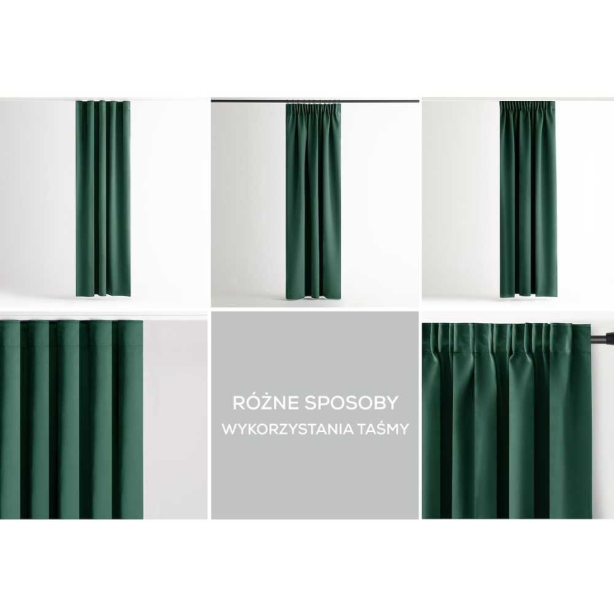 Вельветовая шторка с петлями AmeliaHome 200 × 245 см, тёмно-зелёная – 3