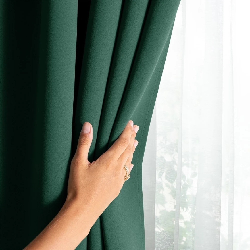 Aksominė užuolaida su kilpomis AmeliaHome 200 × 245 cm, tamsiai žalia – 5
