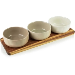 Mondex Since 1986 MODERN KITCHEN Board with 3 Bowls 10x10x4.5cm(32x11x1.2cm) 210ml