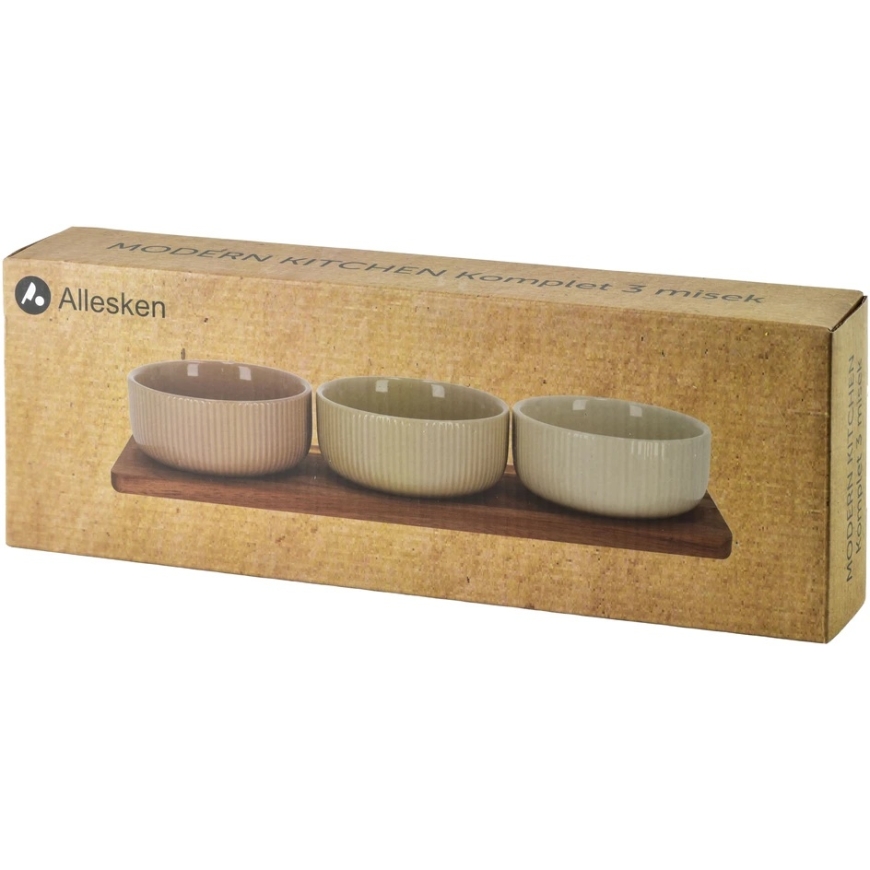 Mondex Since 1986 MODERN KITCHEN Dēlis ar 3 bļodiņām 10x10x4,5cm(32x11x1,2cm) 210ml – 5