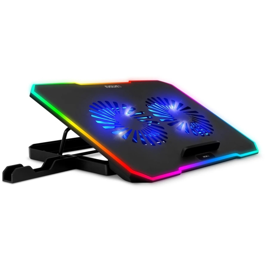 EVOLVEO CoolPro Laptop Cooling Pad, 2 Fans, RGB Backlight, Black – 3