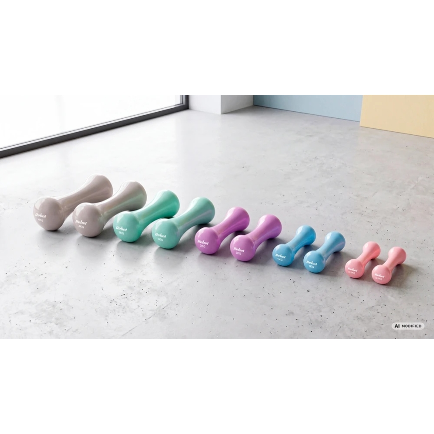 Cast Iron Vinyl Dumbbells 2 x 3kg, REBEL ACTIVE – 4
