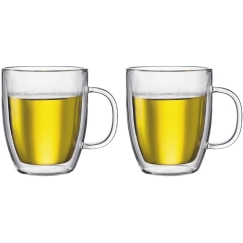 Bodum Bistro divkāršo sienu krūzes, 450 ml, 2 gab., caurspīdīgas