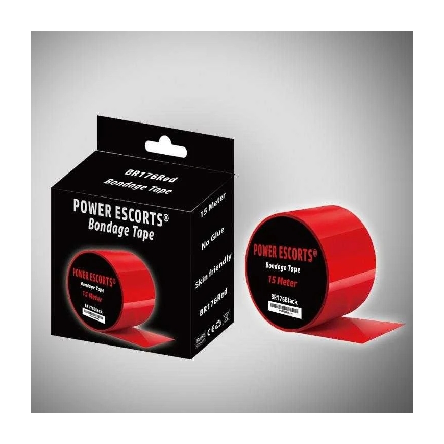Power Escorts Bondage Tape 15 metrų raudona