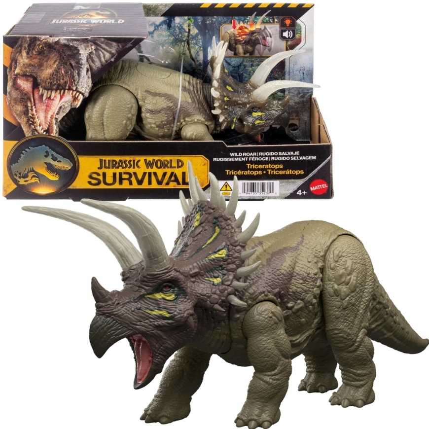 Mattel Interaktiivinen dinosauruksen Jurassic World -selviytymistriceratops ääni- ja valofiguuri