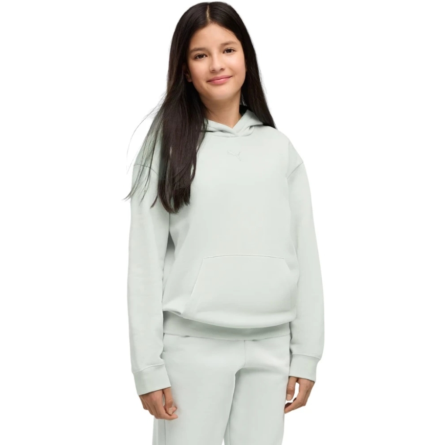 Puma ESS Centered Cat Logo loose fit hoodie with mint color logo, kids sweatshirt 692973 29 (164 cm)