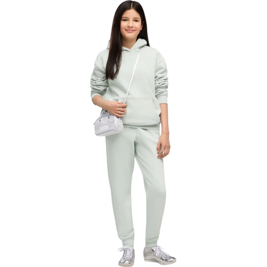 Puma ESS Centered Cat Logo vabalt lõigatud kapuutsiga särk, mis on kaunistatud piparmündivärvi logoga, lastele mõeldud sviiter 6 – 4