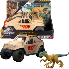 Набор Jurassic World с фигуркой динозавра велоцираптора и транспортным средством