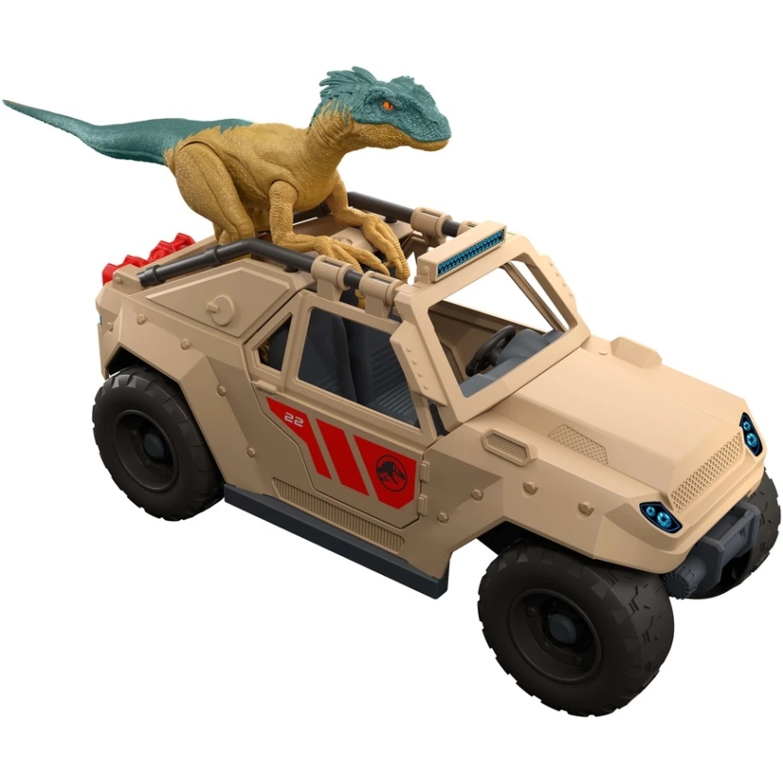 Jurassic World komplekts ar veloceidaptorā dinozaura figūru un transportlīdzekli – 2