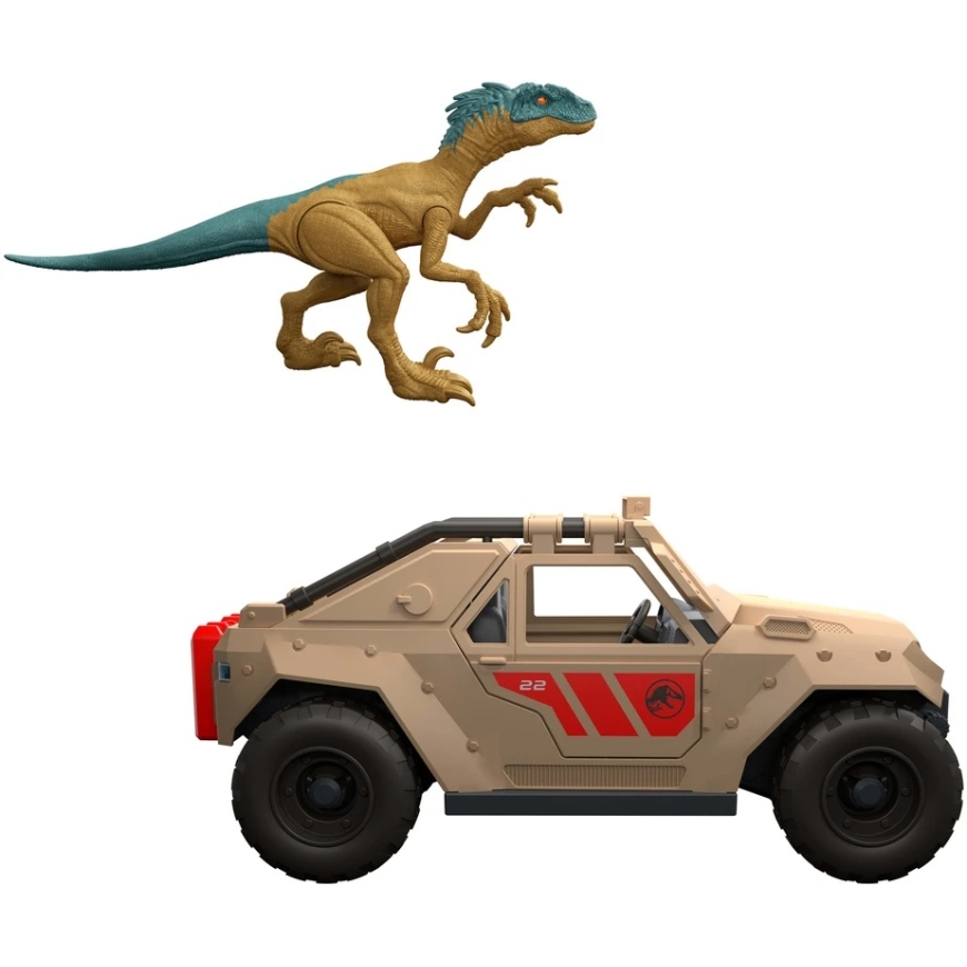 Jurassic World set with velociraptor dinosaur figure and vehicle – 3