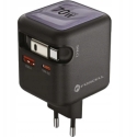 Forcell F-Energy GaN USB C + USB A lādētājs ar izvelkamu USB C PD QC4.0 3A 70W vadu pelēks
