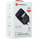 Forcell F-Energy GaN USB C + USB A Charger with Retractable USB C PD QC4.0 3A 70W Cable Grey Forcell F-Energy GaN USB C + USB A Charger with Retractable USB C PD QC4.0 3A 70W Cable Grey