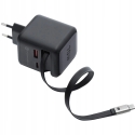 Forcell F-Energy GaN USB C + USB A Charger with Retractable USB C PD QC4.0 3A 70W Cable Grey Forcell F-Energy GaN USB C + USB A Charger with Retractable USB C PD QC4.0 3A 70W Cable Grey