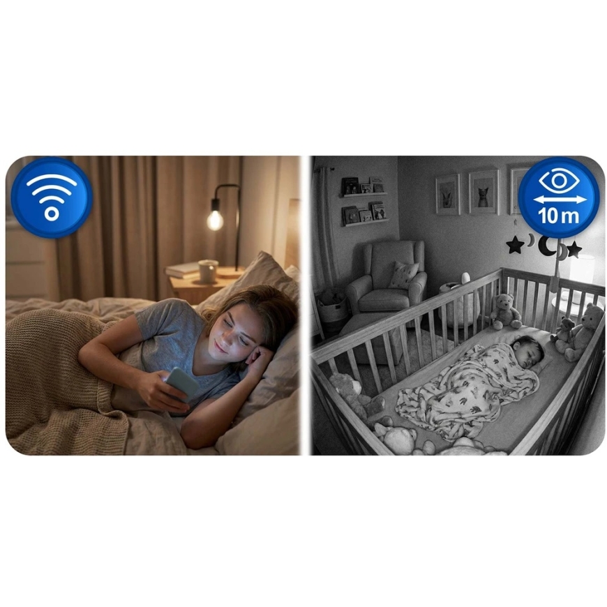 Berdsen BD-942 IP pasukama 3MP elektroninė vaiko stebėjimo kamera, balta – 3