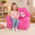Lean Toys Bērnu krēsls-gulta 2 vienā ar kroņa motīvu, rozā, 48 x 40 x 40 cm Lean Toys Bērnu krēsls-gulta 2 vienā ar kroņa motīvu, rozā, 48 x 40 x 40 cm