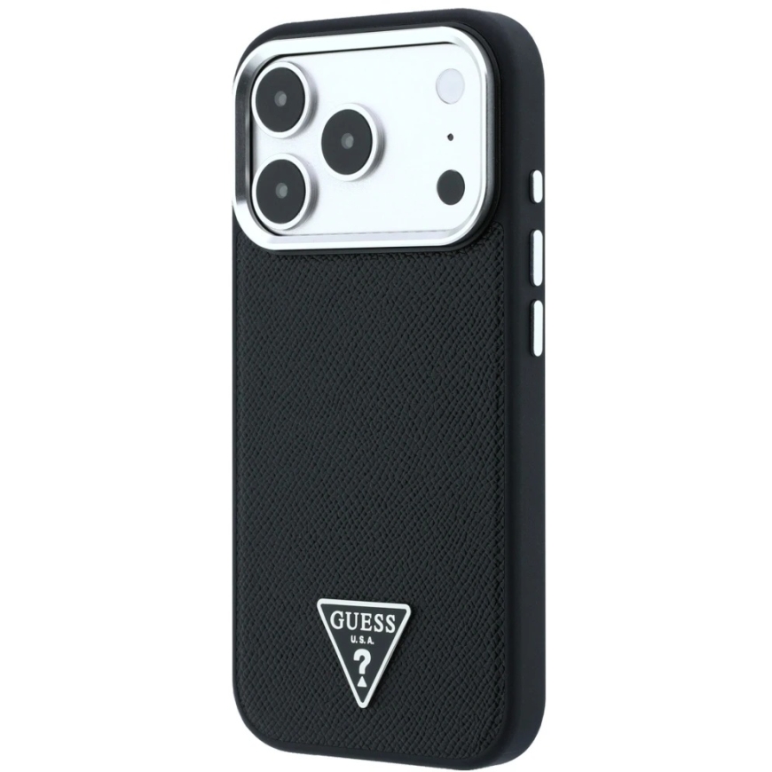 Guess Grained Triangle Logo MagSafe lieta iPhone 17 Pro Max / 18 Pro Max – Melna – 2