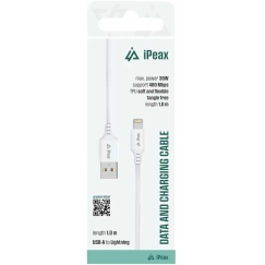 iPEAX TPU USB-A на Lightning кабель, 1 м, USB 2.0, белый