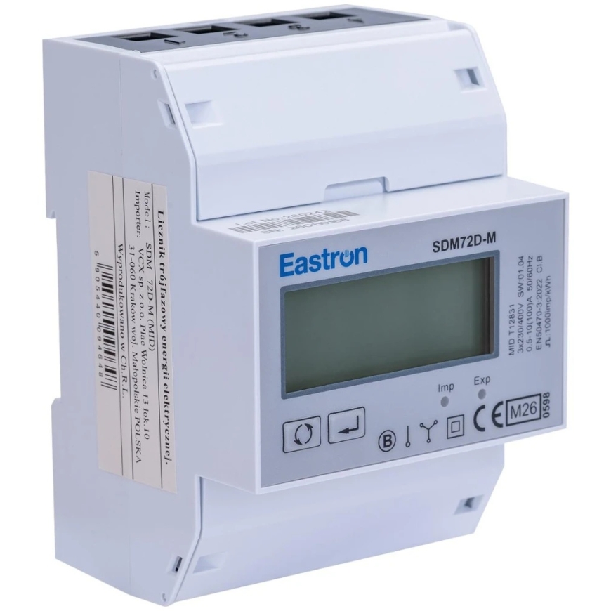 VCX „Carruzzo“ kolmiopäräinen energiamittari SDM 72 DM MID Modbus
