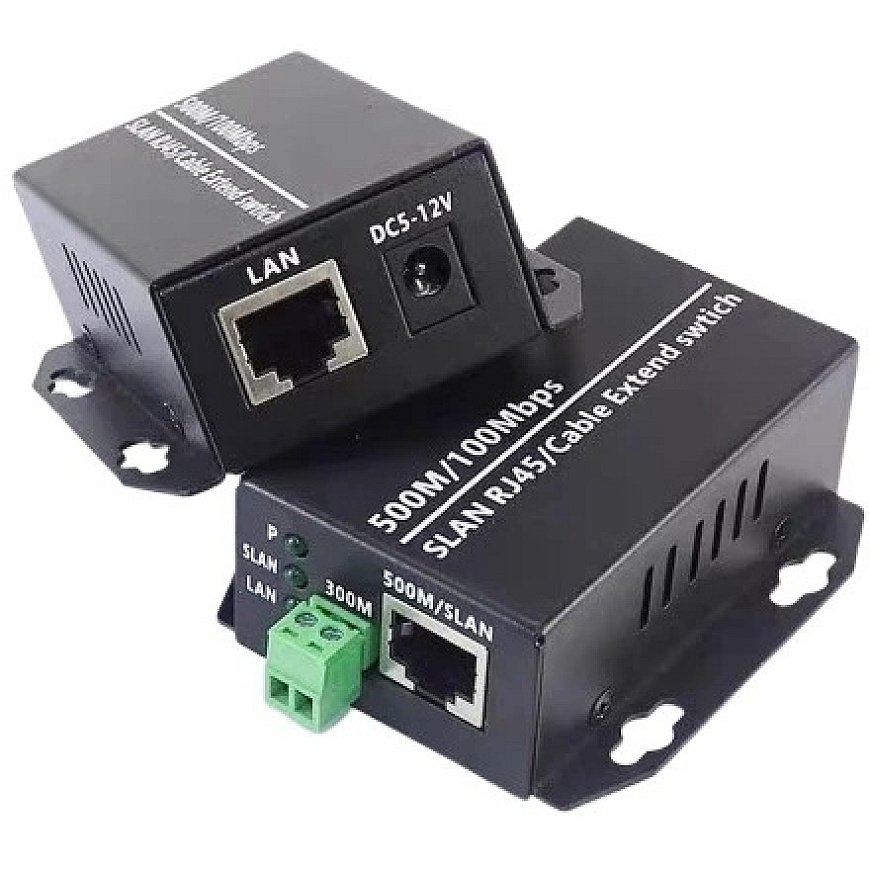 Сетевой расширитель - EXTRA DIGITAL 10/100M Ethernet расширитель 500 м, Черный